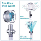 ANTOWER LED Shower Head with Handheld High Pressure Shower Heads Set with 79 Inch Shower Hose,Shower Holder,4 PP Cotton Filters,Turbo Fan Shower Water Temperature-Controlled One Key Pause Switch