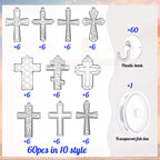 Wonderjune 60 Sets Ramadan Suncatcher Decorations Window Eid Christian Cross Suncatcher Ornaments Paint DIY Religious Art Suncatchers Crafts Kit for Jesus Sunday Activities Project Party