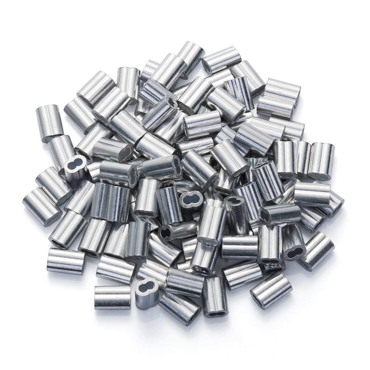 1/16 Aluminum Ferrules, Crimping Loop Sleeves 200PCS, Wire Rope Crimps