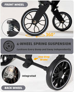 797Audio Dog Stroller for Small Medium Dogs, Pet Stroller for Cats Puppy Up to 121lbs,Foldable,One Click Folding,4 Wheel Shock Absorption,Adjustable Canopy with Sun Shades,Removable Washable Pad(Grey)