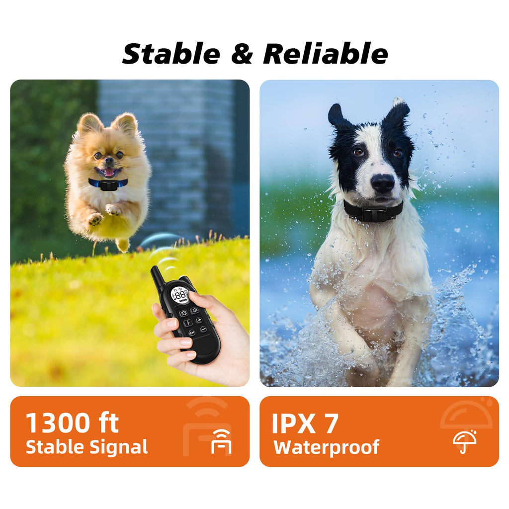 Tiniest Dog Shock Collar, Lightest Dog Training Collar with Remote for Small Dogs 5-15lbs & Medium Large Dogs/Puppies, Waterproof, Rechargeable, 1300ft Range (Black&Ultra Tiny)