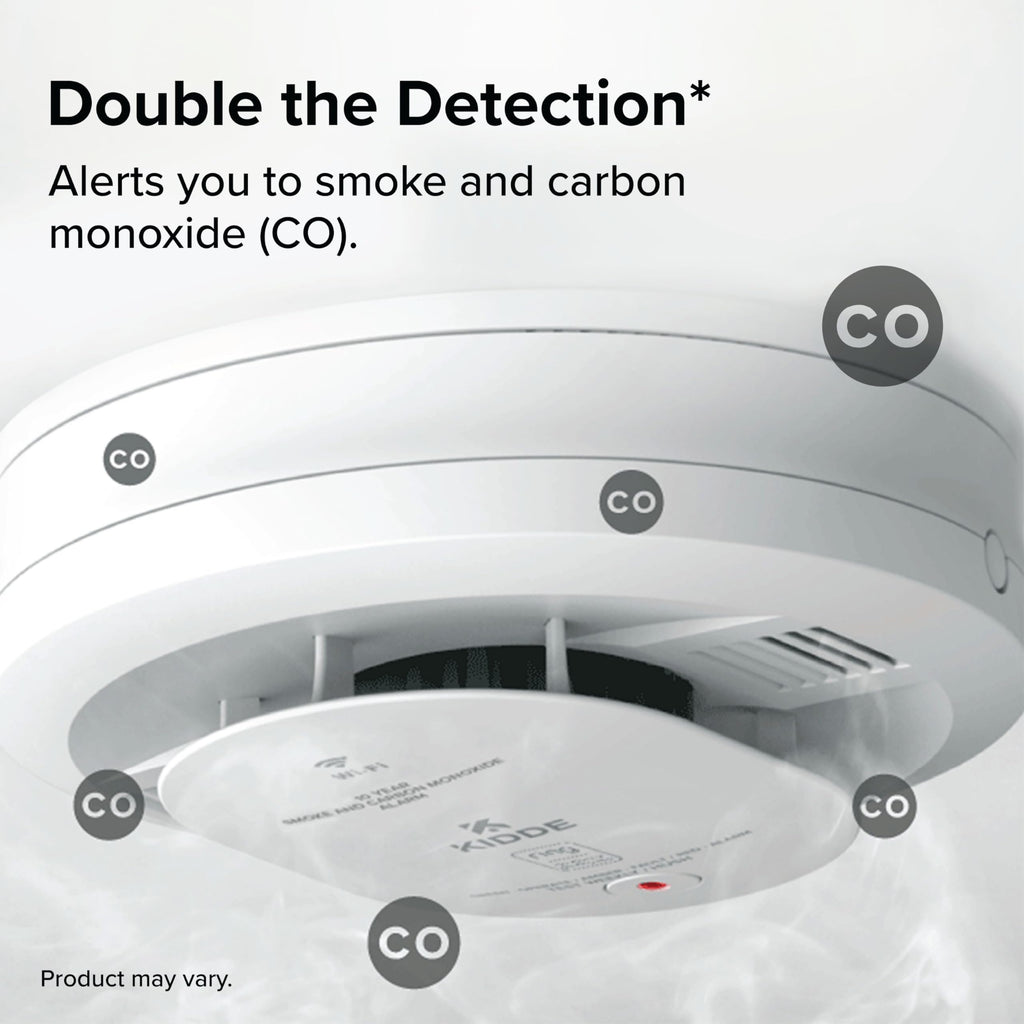 Kidde Smart Smoke and Carbon Monoxide Detector, Ring App Enabled for Real-Time Notifications, Wire-Free Interconnectivity, AA Battery Powered