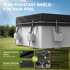 8x14Ft Rectangular Pool Cover, Swimming Pool Cover for Above Ground Pool, Solar Cover Including Full-Circle Windproof Buckle, Winter Cover Ideal for Waterproof and Dustproof