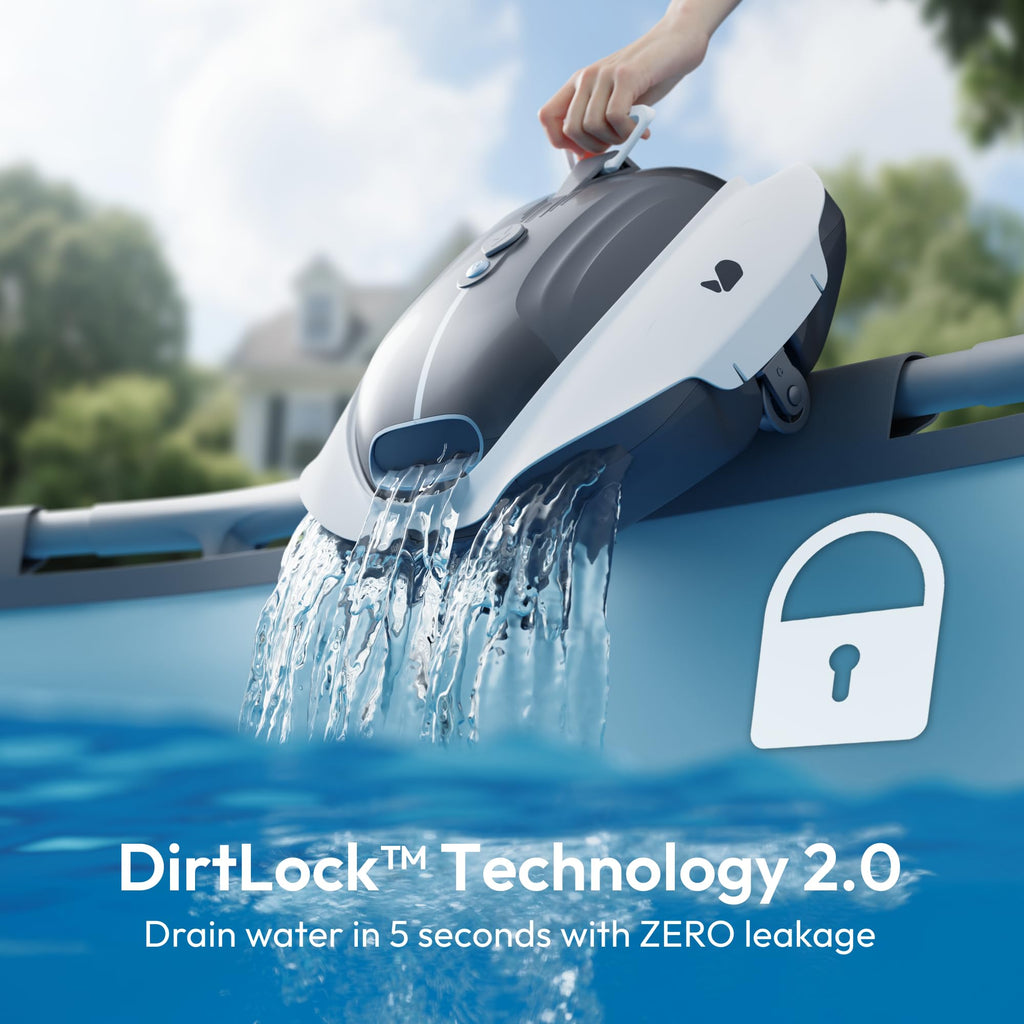 Bubot 300P Pool Vacuum, Cordless Robotic Pool Cleaner, Superior Suction, Smart Senor, DirtLock 2.0, 90-Min Runtime for Above-Ground Flat Pools up to 850 Sq.Ft.