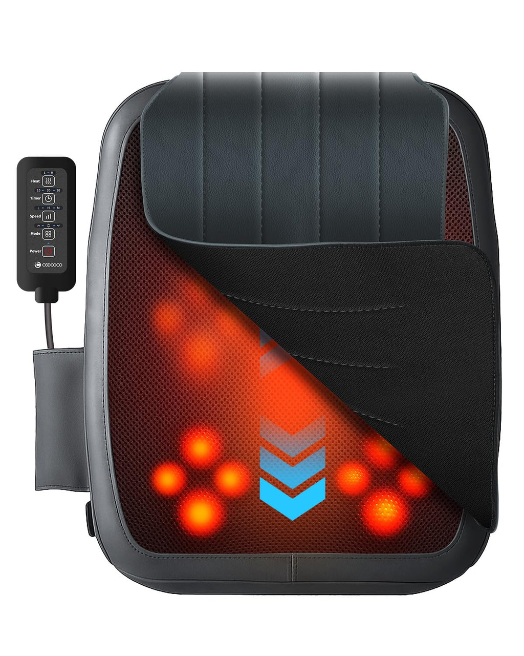 CooCoCo 14"×19" Shiatsu Back Massager with Heat, Birthday Gifts for Dad Mom Women Men Husband, Portable Massage Chair Pad, Kneading Massage Tools for Pain Relief, Chair Massager for Office Home