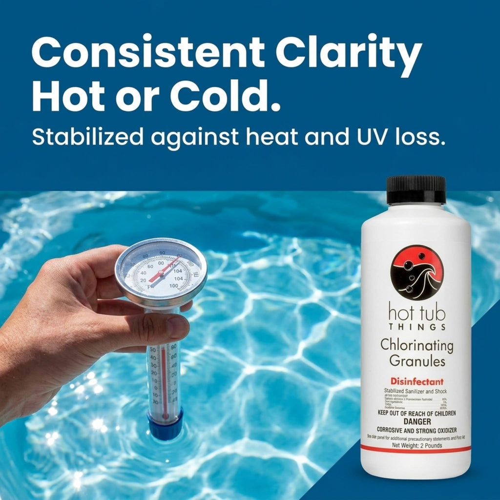 Hot Tub Things Chlorine Granules for Hot Tub & Spa, Quick-Dissolving Chlorinating Concentrate Disinfectant & Oxidizer, Pool Sanitizer & Shock Treatment for Clean Water, Sodium Dichlor Powder, 2 lbs