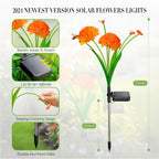 Solar Garden Lights, 6 Pack Swaying Bee Lights with Flowers, Waterproof Firefly Light Outdoor for Garden Patio Yard Pathway Decoration, Gifts for Women Mother's Day