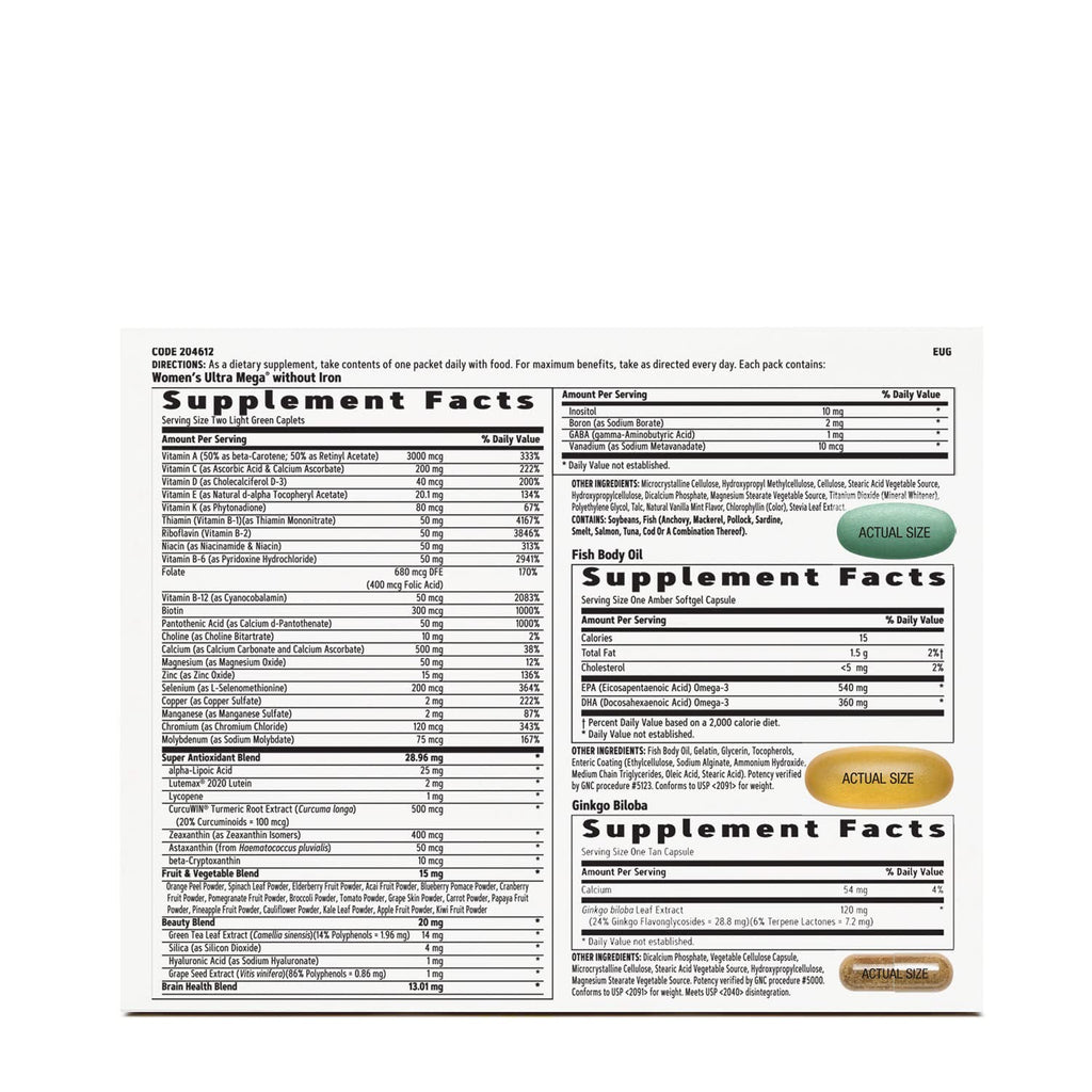 GNC Women's Whole Body Vitapak | 7 Step Multivitamin System for Optimal Health | Contains Omega-3, Calcium and GLA for Hair, Skin and Nails | 30 Count