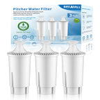 BREAUILL Water Filter Replacement Compatible with Brita Water Filter, Pitchers, Classic, OB03, Mavea,10700, 35557, Pitcher Water Filter by BREAUILL, New Upgraded Reduce TDS, Chlorine (3PCS)