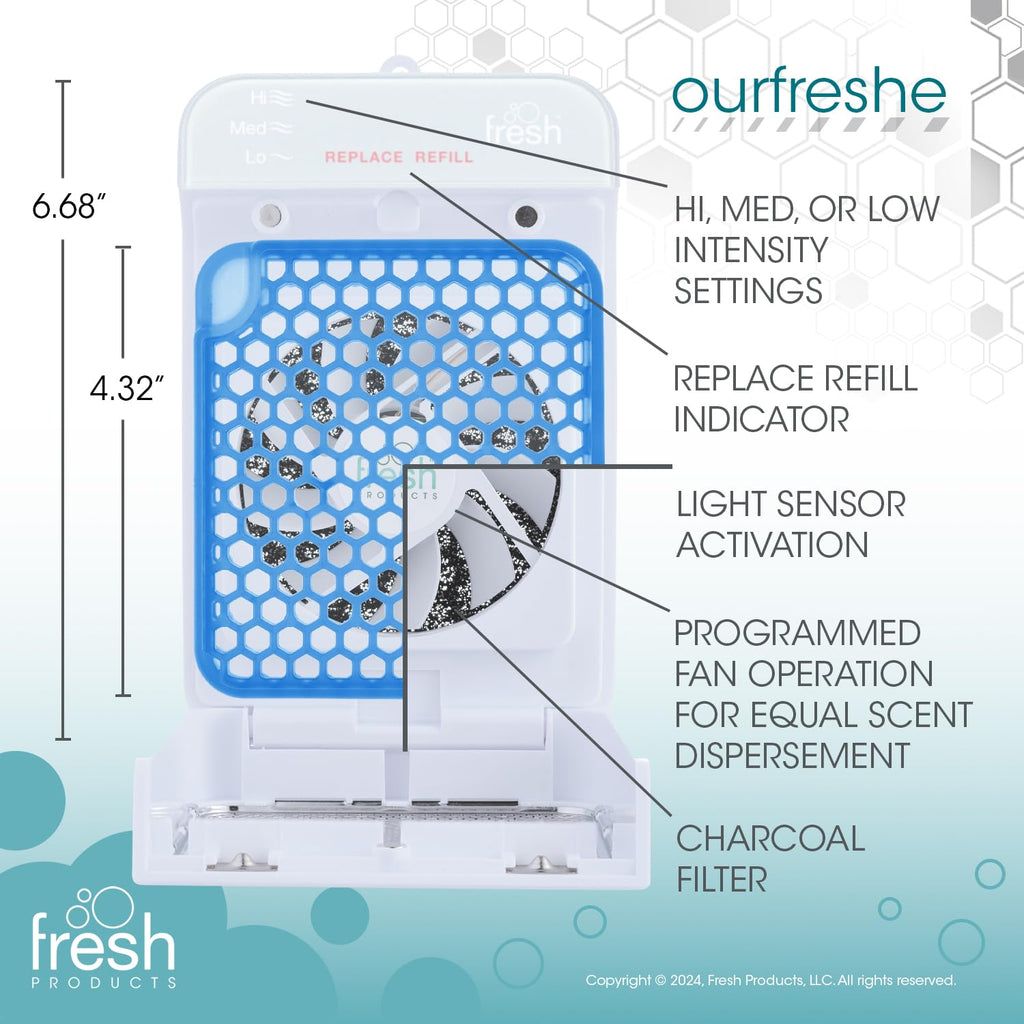 Fresh Products ourfreshe Plug In Air Freshener 30 Day Refills Replace Messy Aerosols with Dry Fragrance For Use in Medium Sized Spaces Cotton Blossom 6 Pack