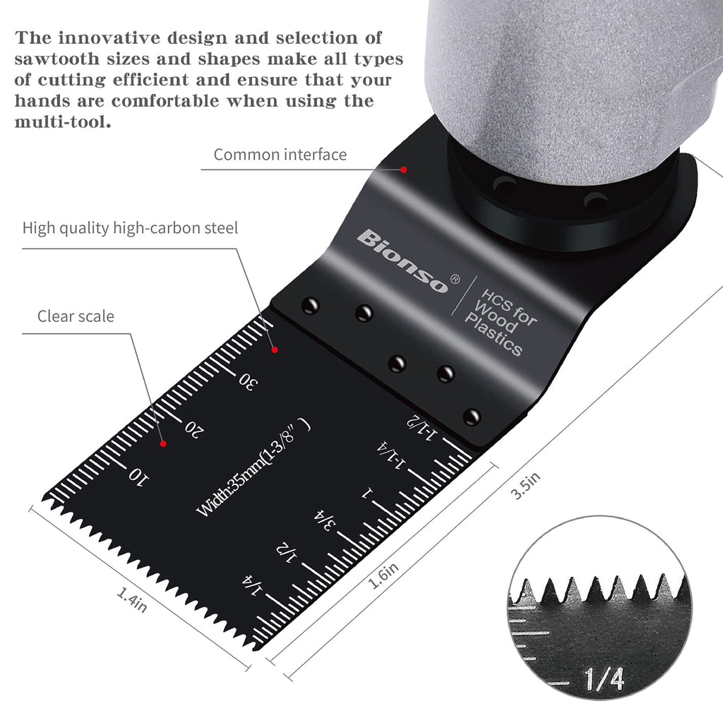 Bionso 55PCS Oscillating Saw Blades, Professional Universal Titanium Multitool Blades for Wood Plastics Metal, Quick Release Multi Tool Kits Fit Dewalt Ryobi Milwaukee Rockwell Fein Makita