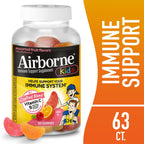 Airborne Kids 500mg Vitamin C Gummies, Kids Immune Support Zinc Gummies with Powerful Antioxidants VIT C & E - 63 Gummies, Assorted Fruit Flavor (Pack of 4)