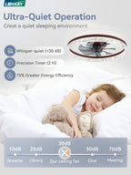 LEDIARY 20" Modern Ceiling Fans with Lights and Remote, Dimmable Low Profile Ceiling Fan, Flush Mount Ceiling Fan, Stepless Color Temperature Change and 6 Speeds - Brown
