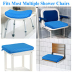 Anycosy Shower Seat Cushion Waterproof Sauna Seat Cushion Bathtub Cushion for Sauna,Slip-Resistant 3D Foam Mesh Bathtub Chair Pad with Hook,Quick Drying Shower Seat Mat for Elderly (Blue, Medium)