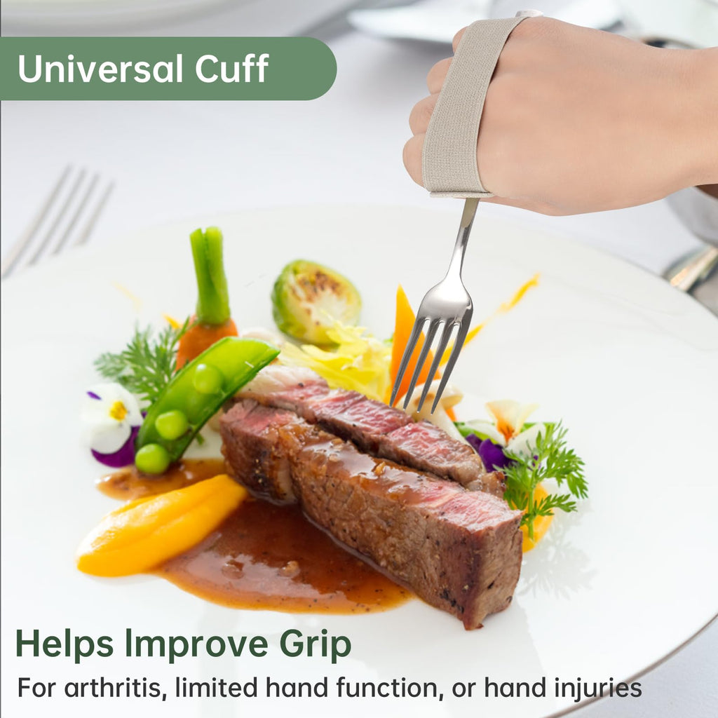 Awaiymi 3 Pack Universal Cuff, Universal Hand Strap for Holding Utensils, Eating Assistance Cuff for Weak Grip & Limited Mobility (3 Different Designs to Suit Various preferences)