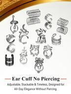 FaithHeart Sterling Silver Ear Cuff Earrings for Women Non Piercing