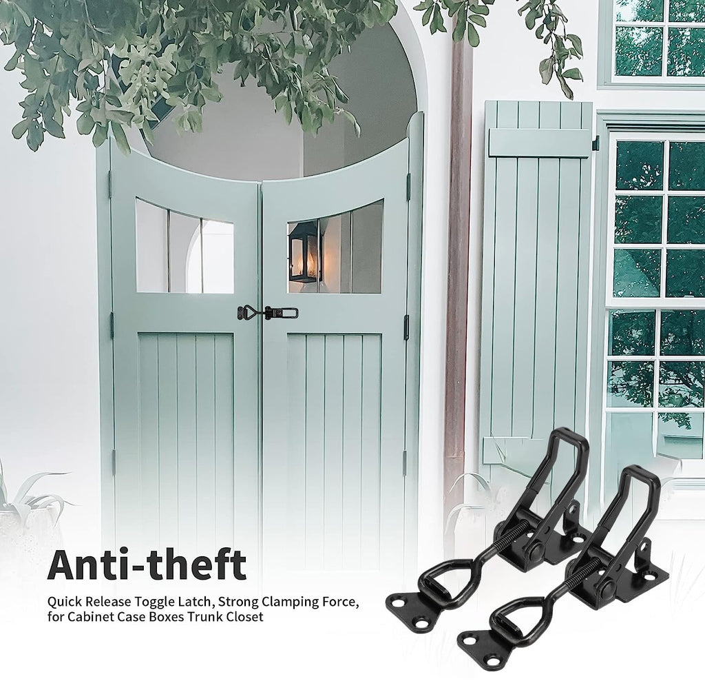 E-TING 4Pack Heavy Duty Toggle Clamp Latch 300Kg 661Lbs Holding Capacity 4003 Pull Latch Clamps Black Adjustable Quick Release Hasp Clamps for Smoker Cabinet Boxes Case Trunk Jig Metal Catch Set