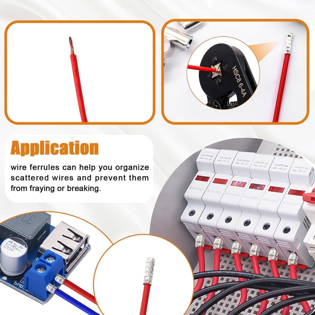 mankk 305 Pcs Wire Ferrules Kits Silver Plated Copper Crimp Terminal Connector 8 Sizes AWG (1/0 2/0 2 4 6 8 10 12) Sleeves Insulated Cord Pin End Terminal