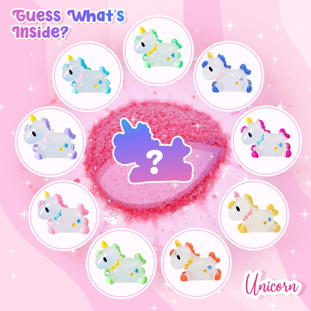 Bofuoos Unicorn Bath Bombs with Surprise Toys Inside, Girls Birthday Gifts