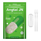 Angtai JN Capsules Size 000 Vegan Empty Plant Based Clear (500 Count) Gluten Free, Non-GMO, Halal Certified Pill Caps Filling Kit with 2 Spoons for Vegetarian DIY Your Own Supplements