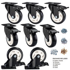 4 inch Caster Wheels, Casters Set of 8 Heavy Duty - CLOATFET Locking Swivel Casters with Brake (Top Plate), Non Marking Black Castor Wheels for Cart Furniture Workbench