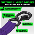 Rhino USA Retractable Ratchet Straps (2-Pack) - 1 Inch x 10 Feet (1,209lb Break Strength) - Auto Self Retracting Tie Down Straps for Truck, Cargo Trailer, Motorcycle, ATV, UTV - Purple