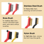 Wire Brush for Cleaning, Small Brass Steel Nylon Brush, Metal Rust Remover