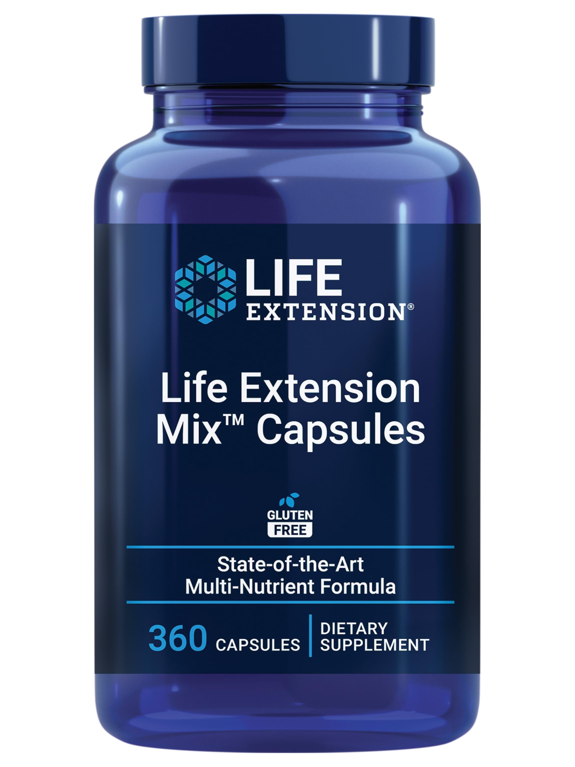 Life Extension Mix™ Capsules, high-Potency, Advanced Vitamin, Mineral, Fruit & Vegetable Formula, Vitamin C, B, D, E, Magnesium, for Whole-Body Health, Healthy Aging, Gluten-Free, 360 Capsules