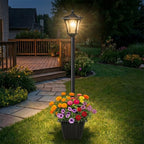 Benany 76" Solar Lamp Post Lights with Planter, Glass & Metal Street Light Outdoor Waterproof, 60 Lumens Dusk to Dawn Solar Pole Light for Garden, Yard, Driveway, Porch, Patio, Warm White
