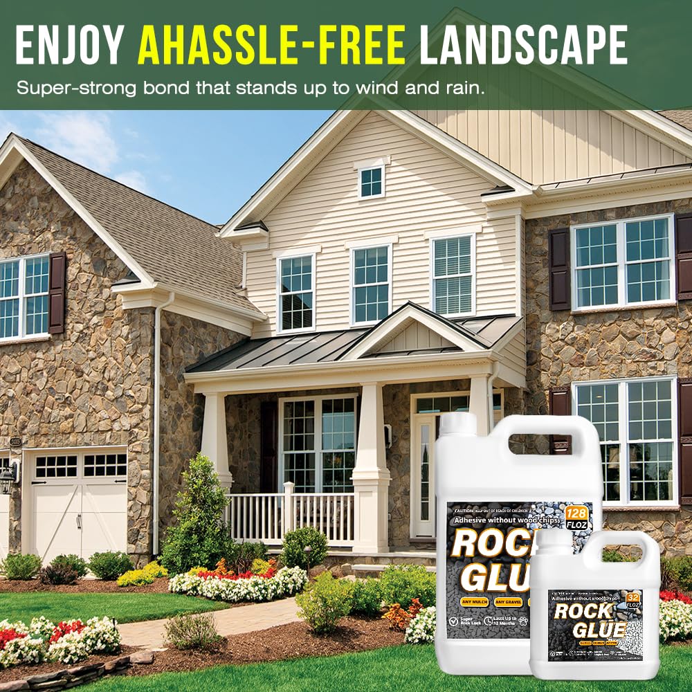 4 Gallon Rock Glue & Mulch Binder - Concentrated Sprayer-Ready Landscape Adhesive for Pea Gravel, Pebbles, and Stone | Strong Gravel Lock for Walkways, Patios & Erosion Control