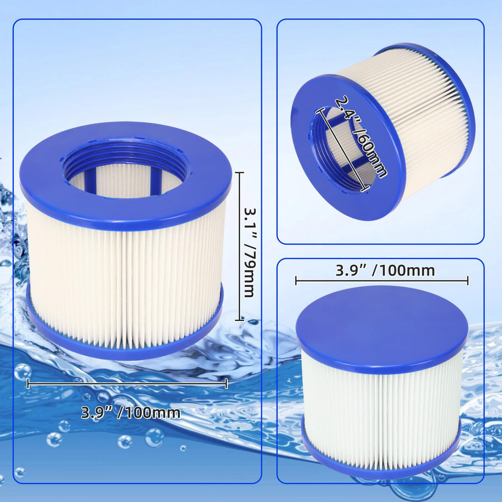 Lucasou 60% Denser Filter, High-Efficiency Screw-in Hot Tub spa Filters Replacement Compatible with All Relxtime, Aleko, Wejoy, Aquaspa Hot Tubs & Other Spas (12 Filters + 6 Filter Bags)