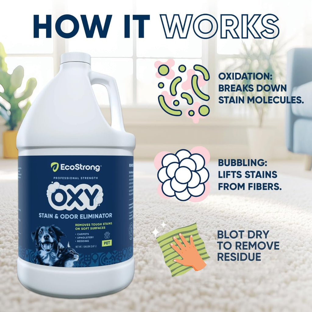 Oxy Pet Carpet Cleaner Spray | Pet Stain Remover for Pet Urine, Cat Pee, Dog Poop | Deep Spot Treating Action on Carpeting, Upholstery, Laundry, Pet Beds & More (128 Fl Oz)