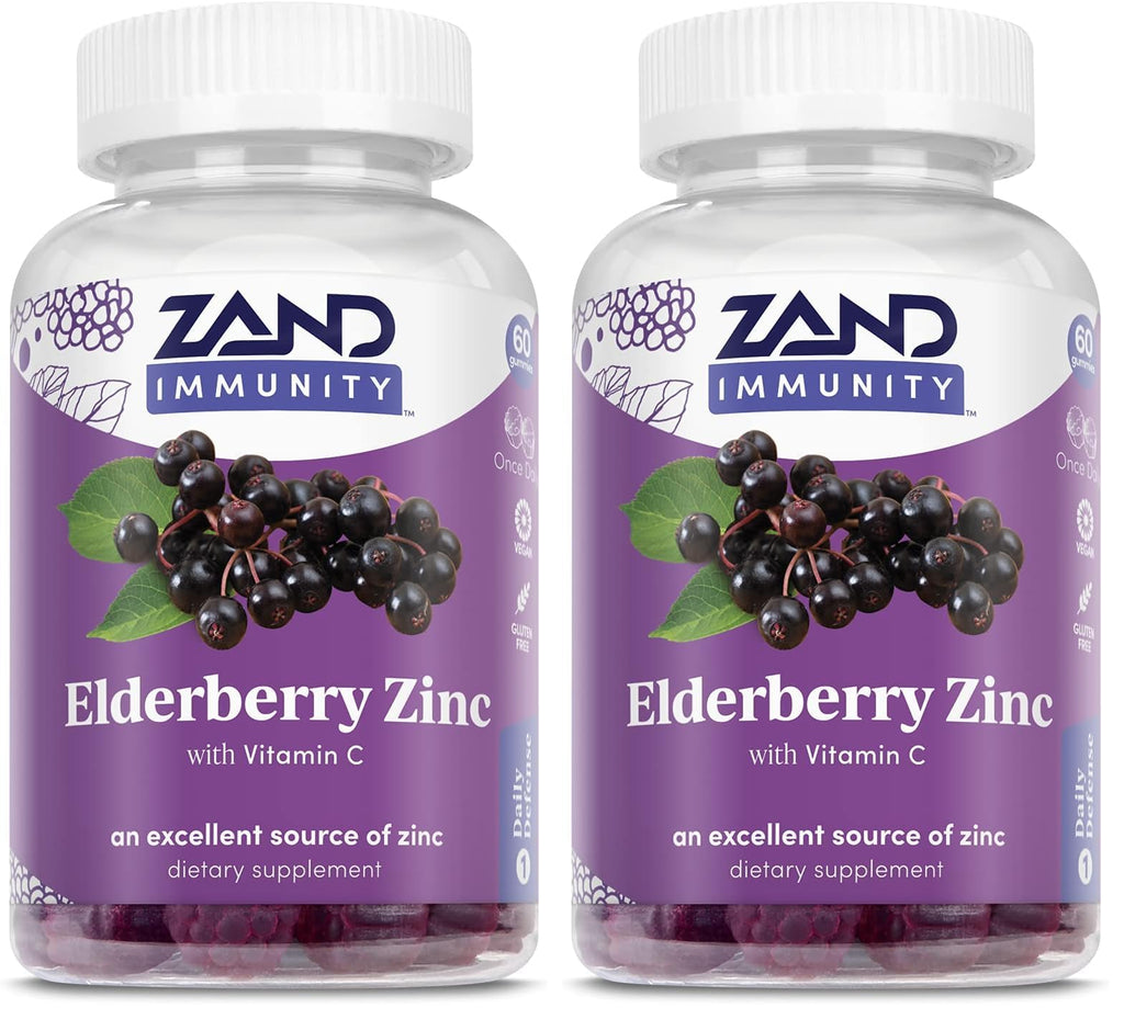 ZAND Elderberry Zinc Immunity Gummies with Vitamin C | Year-Round Immune Support for Children & Adults | 60ct, 30 Serv. (Pack of 2)