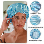 Smilco 4 Pack Shower Caps for Women, Reusable Waterproof Double Layer Bath Cap, Large EVA Elastic Hair Cover for Shower, Fits Long Hair & Braids, for Spa & Home