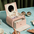 VLANDO 2 Layer Girls Musical Jewelry Box with Ballerina and Large Drawers