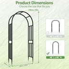 BUKLIYN Garden Arch - 47" L x 95" H Heavy Duty Metal Arbor, Powder Coated Rustproof Finish, Trellis for Climbing Roses Ivy Clematis