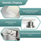 Ascher Bathroom Light Fixtures, 2-Light Vanity Light Over Mirror, Brushed Nickel Wall Sconces with Milky White Frosted Glass Shades, Wall Lamp for Living Room Bedroom, E26 Base(Bulbs Not Included)