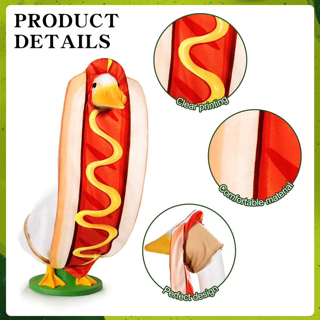 JcHrmers Hot Dog Goose Outfits Hotdog Porch Goose Clothes, Fits 23" Cement Plastic Goose Statue for Outdoor Garden Yard Patio Art Decoration