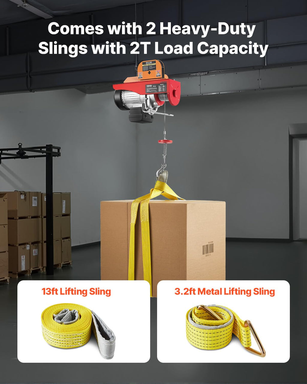 VEVOR Electric Hoist with Remote Control, 1320LBS Electric Winch, 110V Electric Hoist with 14ft Wired Control for Lifting in Factories, Warehouses, Construction Site, Attic