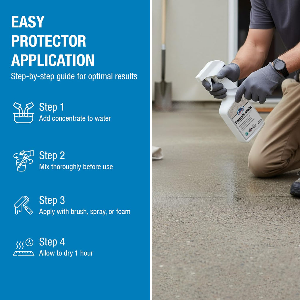 Rain Guard Concrete Sealer Spray 16 oz | Ready to Use | Natural Finish | Deep Penetrating Protection Against Water and Salt Damage for All Concrete Surfaces | Silane/Siloxane Waterproofer