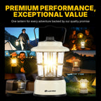 LUXPRO Retro LED Lantern - Battery-Powered Emergency Lantern - Water Resistant - Bright LED Lamp for Indoor & Outdoor Use - Use for Tents, Hiking or Hurricane Prep (Beige, Pack of 1)