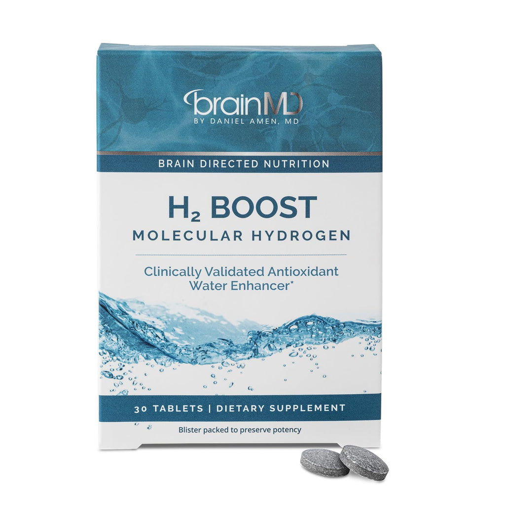 BRAINMD H2 Boost Molecular Hydrogen - 30 Tablets - Antioxidant Water Enhancer - Vegan, Gluten Free - 30 Servings