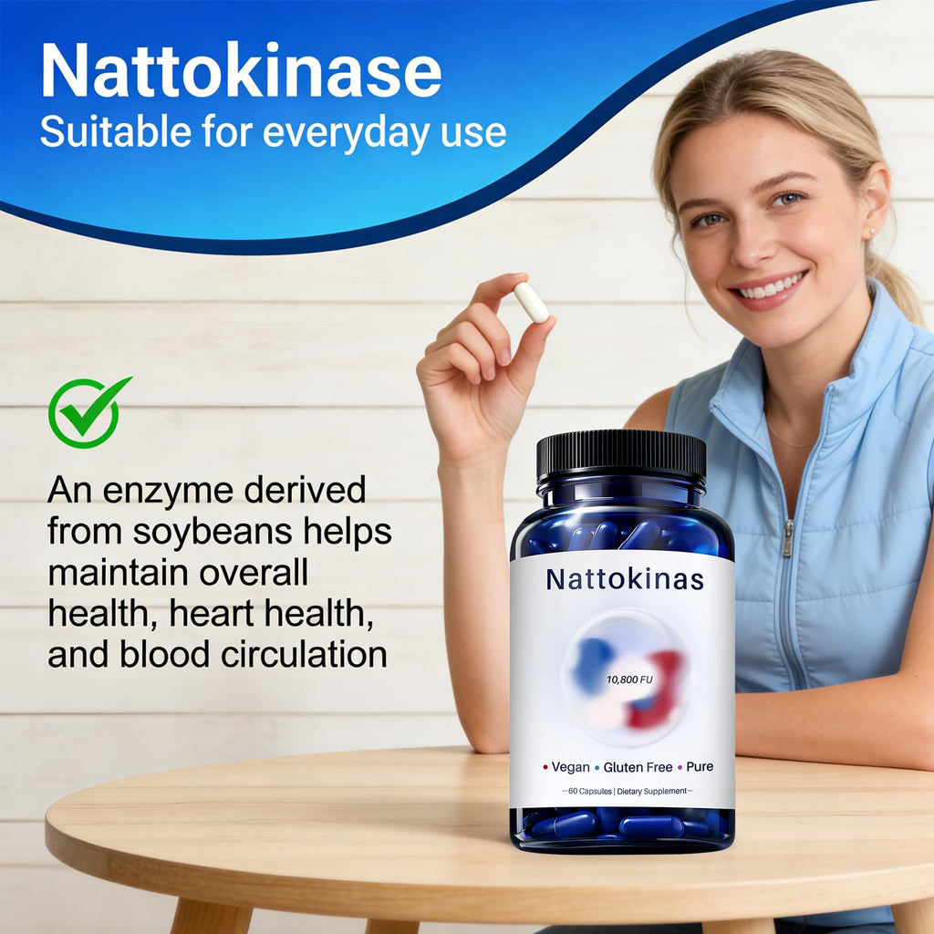 CALMTIVA Ultimate Nattokinase 10800 FU Capsules, Nattokinase Supplement for Heart Health & Daily Wellness Support, Vegan, Gluten Free, 60 Capsules