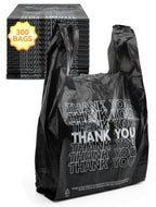 UMT Plastar 300 Count Thank You Plastic Bags, 12" x 6" x 22", 15 Mic Black T Shirt Grocery Bags with Handles, Ideal for Restaurants, Retail, Grocery Stores, Takeout, Convenience Stores