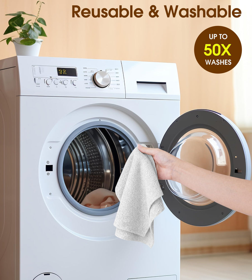 KitchLife Microfiber Cleaning Cloth Roll, 100 Pack - Tear-Away Microfiber Paper Towels, Lint-Free, Reusable, Washable for Kitchen, Car, Dishes, and Sensitive Surfaces (Light Gray)