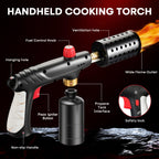 Annatuoli Propane Torch, Cooking Blow Torch Gun with a Safety Lock, Charcoal Lighter, Flame Thrower, Kitchen Food Torch Head for Grill, Sous Vide, BBQ (Tank Not Included) (Platinum)