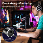 TONOR Dynamic Podcast Microphone, XLR/USB Mic for Recording, Streaming, XLR Cardioid Studio Mic with Quick Mute, Volume Control, 200 cm/78inch Cable, with RGB and Desktop Stand, Black, TD520S