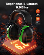 Qozybuds Bluetooth 6.0 Hearing Protection Headphones with 120H Working Time, 30dB SNR, Superior Stereo Sound Quality, Larger Buttons for Easy Operation, Safety Ear Muffs for Lawn Mowing, Workshops