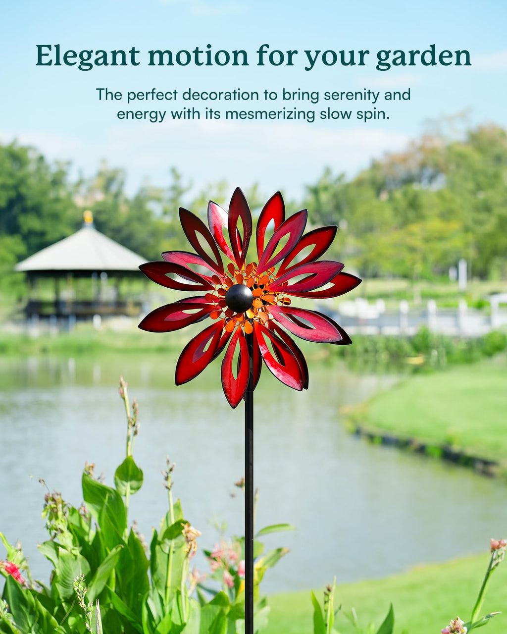 Cyan Oasis Kinetic Wind Spinners Outdoor - 83" H Wind Sculpture for Yard