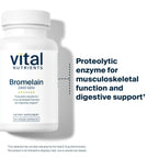 Vital Nutrients Bromelain 2400 GDU - Vegan Bromelain Supplement to Support Protein Digestion* - Digestive Enzyme from Pineapple - Gluten, Dairy, Soy Free - Non-GMO - 60 Capsules